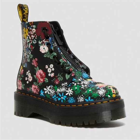 Dr. Martens Shoes - Dr. Martens Sinclair Floral Mashup - Black Floral Combat Boots